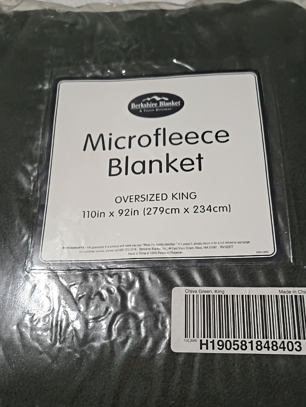 Berkshire Microfleece Blanket - Chive Green (Oversized King)